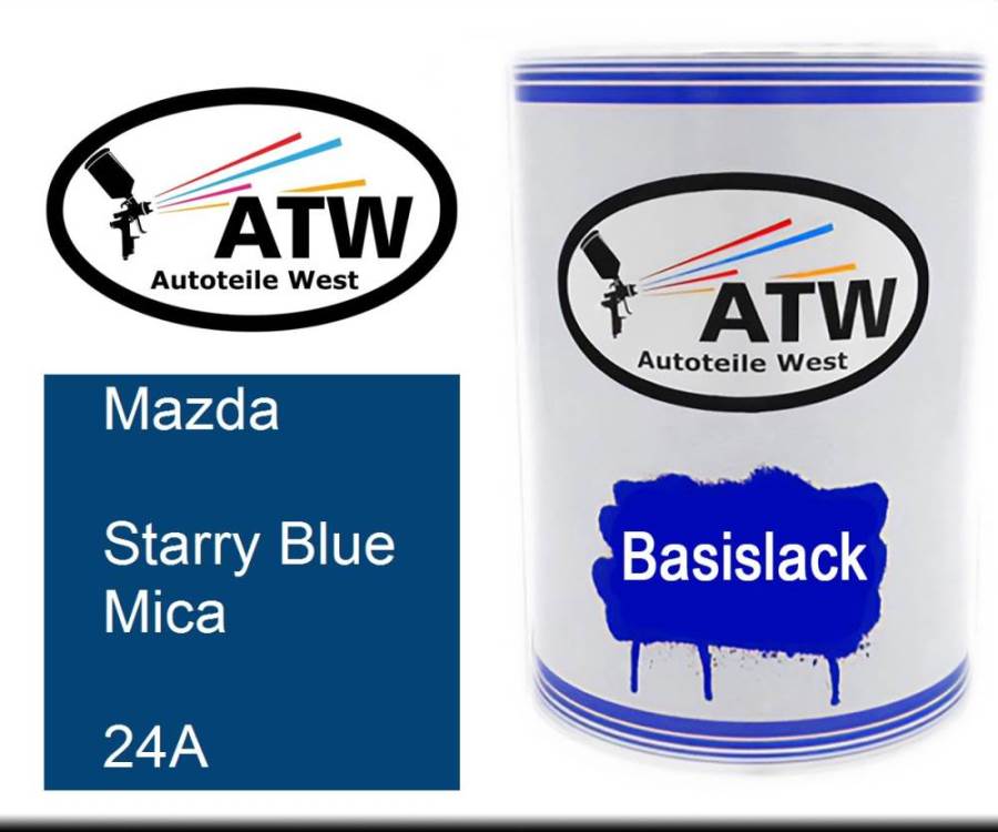 Mazda, Starry Blue Mica, 24A: 500ml Lackdose, von ATW Autoteile West.